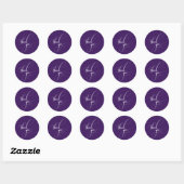 Elegant Script Typografie Dank je donkere Paarse Ronde Sticker (Vel)