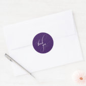 Elegant Script Typografie Dank je donkere Paarse Ronde Sticker (Envelop)