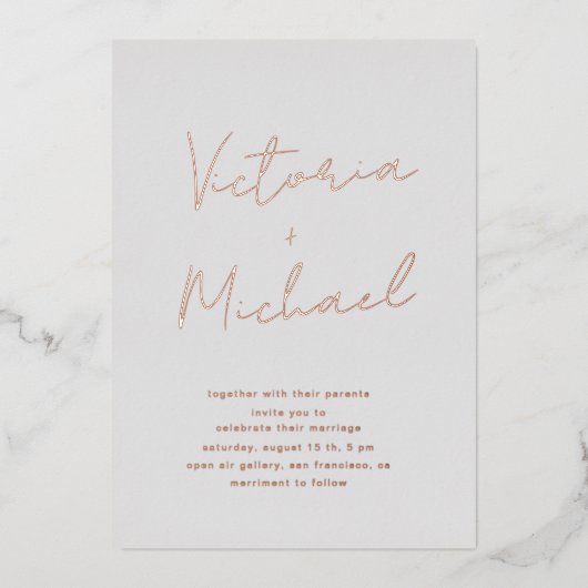 Elegant Script Typografie Folie Bruiloft Folie Uitnodiging (Voorkant)