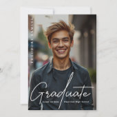 Elegant script typografie foto overlay Afstuderen Aankondiging (Voorkant)