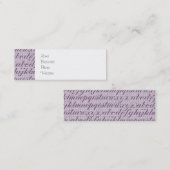 Elegant Script Typografie Lettering Paars Mini Visitekaartje (Voorkant / Achterkant)