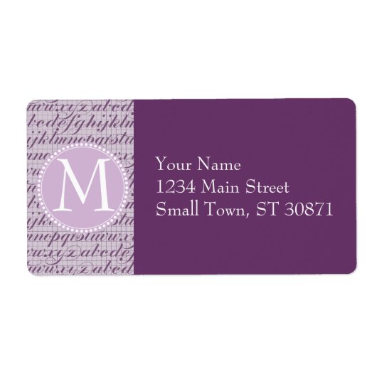 Elegant  Script Typografie Lettering Paarse Etiket (Voorkant)