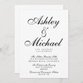 ELEGANT SCRIPT TYPOGRAFIE Zwart & Wit Trouwen Kaart (Voorkant / Achterkant)