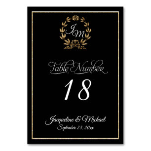 Elegant Script Typography Black Gold Wreated Kaart