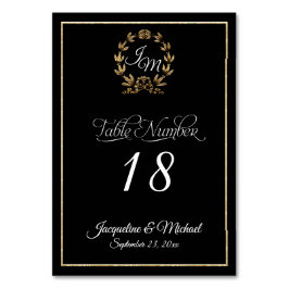 Elegant Script Typography Black Gold Wreated Kaart