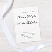 Elegant Script Typography Black White Wedding Kaart