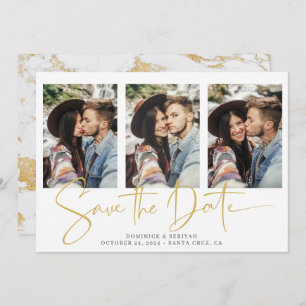 Elegant Script Typography Gold Marble Save The Date