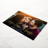 Elegant Script Typography Hope Love Hugs Photo Folie Feestdagenkaart (Gedraaid)