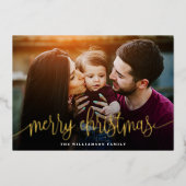 Elegant Script Typography Merry Kerstry Folie Feestdagenkaart (Voorkant)