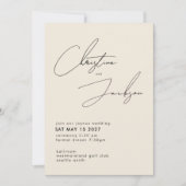 Elegant Script Typography Modern Cream Wedding Kaart (Voorkant)