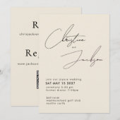 Elegant Script Typography Modern Cream Wedding Kaart (Voorkant / Achterkant)