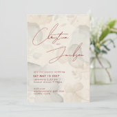 Elegant Script Typography Modern Cream Wedding Kaart (Staand voorkant)