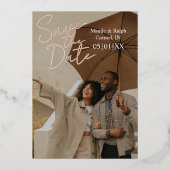 Elegant Script Typography Photo Save the Date Folie Uitnodiging (Voorkant)