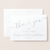 Elegant Script Typography Photo Weddenschap Bedank Folie Kaarten (Voorkant met envelop)
