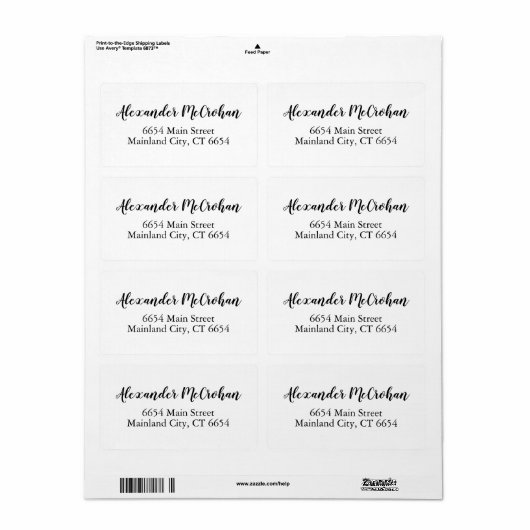 Elegant Script Typography Shipping Address Label (Full Sheet)
