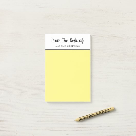 Elegant Script Typography Stylish Yellow Post-it® Notes (Op bureau)