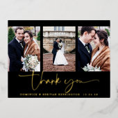 Elegant Script Typography Weddenschap Bedankt Folie Uitnodiging Briefkaart (Voorkant)