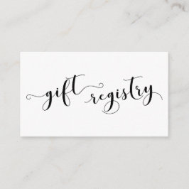 Elegant Script Typography, Wedding Gift Registry Informatiekaartje