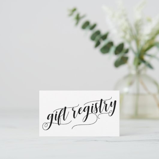 Elegant Script Typography, Wedding Gift Registry Informatiekaartje (Staand voorkant)