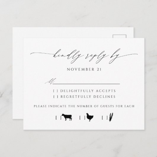 Elegant Script Typography Wedding RSVP Uitnodiging Briefkaart (Voorkant / Achterkant)