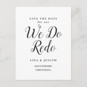 Elegant Script Uitgestelde Save the Date We Do Red Briefkaart (Voorkant)
