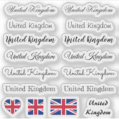 Elegant script United Kingdom/British Flag name Sticker (Voorkant)