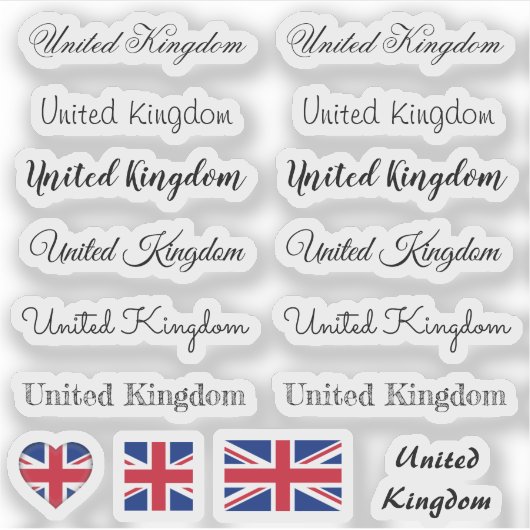 Elegant script United Kingdom/British Flag name Sticker (Voorkant)