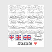 Elegant script United Kingdom/British Flag name Sticker (Vel)