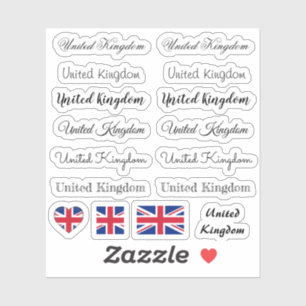 Elegant script United Kingdom/British Flag name Sticker