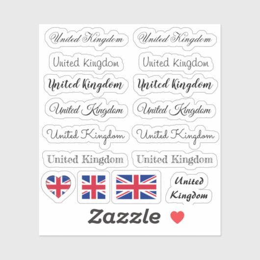 Elegant script United Kingdom/British Flag name Sticker (Vel)
