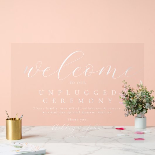 Elegant Script Unplugged Bruiloft Acryl Sign Acryl Bord (Huwelijk)