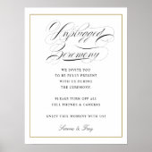 Elegant Script Unplugged Ceremony Sign Weddenschap Poster (Voorkant)