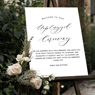 Elegant Script Unplugged Ceremony Wedding Sign Poster