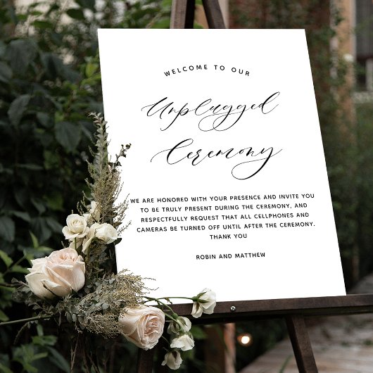 Elegant Script Unplugged Ceremony Wedding Sign Poster