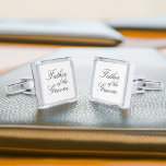 Elegant Script Vader van de Groom Verzilverde Manchetknopen<br><div class="desc">Vader van de Bride douanecufflinks.</div>