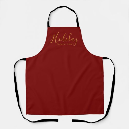 Elegant Script Vakantie Kookploeg Rood Goud Schort (Voorkant)