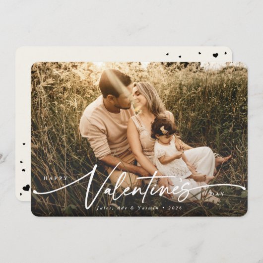 Elegant Script Valentijnsdag Flat Photo Card Feestdagenkaart (Voorkant / Achterkant)