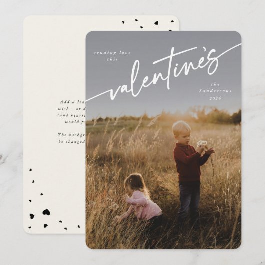 Elegant Script Valentijnsdag Flat Photo Card Feestdagenkaart (Voorkant / Achterkant)