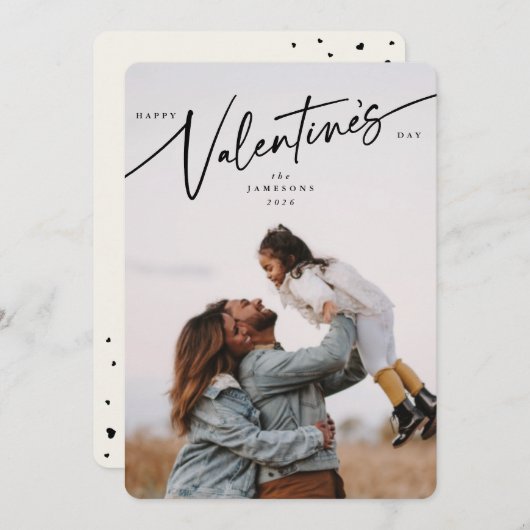 Elegant Script Valentijnsdag Flat Photo Card Feestdagenkaart (Voorkant / Achterkant)