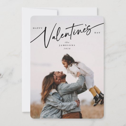 Elegant Script Valentijnsdag Flat Photo Card Feestdagenkaart (Voorkant)