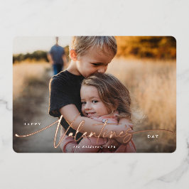 Elegant Script Valentijnsdag Folie Fotokaart Feestdagenkaart