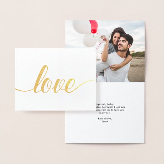 Elegant script Valentijnsdag foto Folie Kaarten (Display)