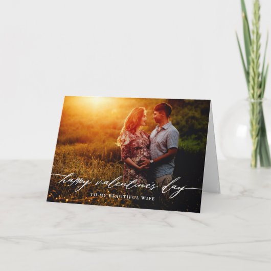 Elegant script Valentijnsdag foto overlay Kaart (Voorkant)