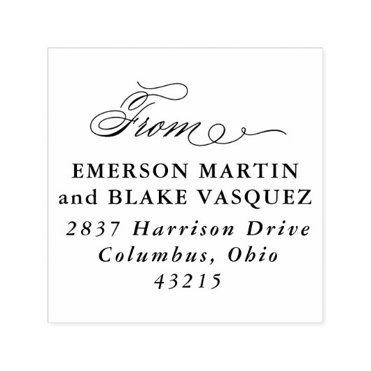 Elegant script van bruiloft retour adres zelfinktende stempel (Design)