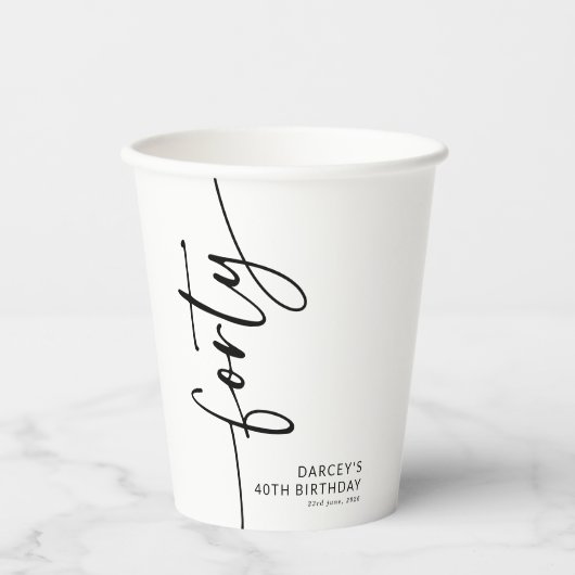 Elegant Script Veertig 40e Verjaardag Papieren Bekers (Voorkant)