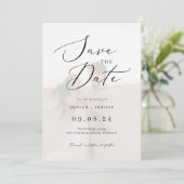 Elegant script Vellum Overlay Fotobruiloft Save The Date (Staand voorkant)