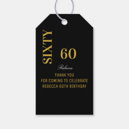 Elegant Script Verjaardag Zwart & Goud Dank u Cadeaulabel