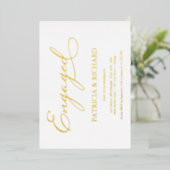 Elegant Script Verloving Feest Folie Uitnodiging (Staand Voorkant)