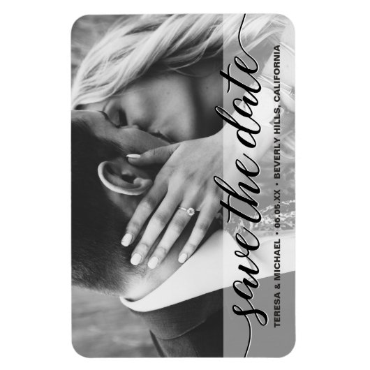 Elegant script verloving Foto Aangepast Magneet (Verticaal)