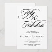 Elegant Script Vijftig en Fabulous 50ste Verjaarda Kaart (Voorkant / Achterkant)